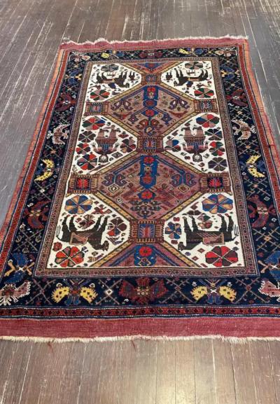 Antique Persian Tribal Afshar Pictorial Rug C 1880s