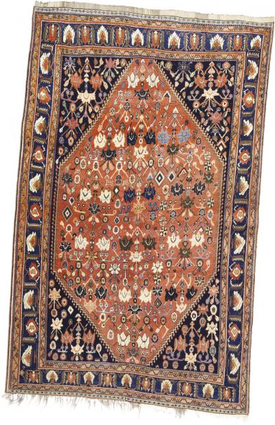 Antique Persian Tribal Khamseh Rug 4 11 x 7 11 
