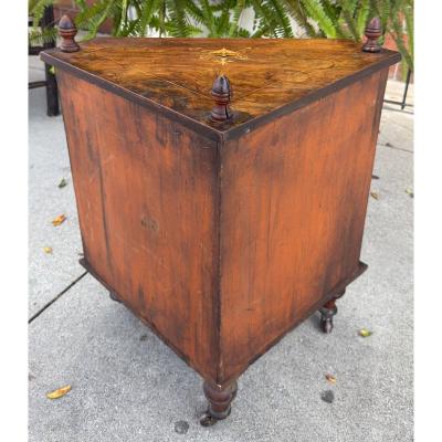 Antique Petite English Inlaid Walnut Corner Cabinet