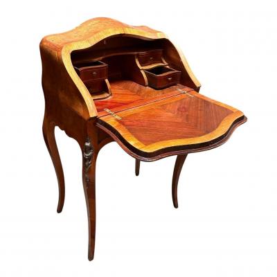 Antique Petite French Inlaid Secretary Desk
