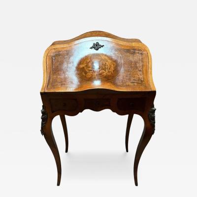 Antique Petite French Inlaid Secretary Desk