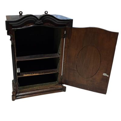 Antique Petite Mahogany Ebony Victorian Wall Cabinet