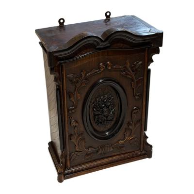 Antique Petite Mahogany Ebony Victorian Wall Cabinet