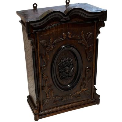 Antique Petite Mahogany Ebony Victorian Wall Cabinet