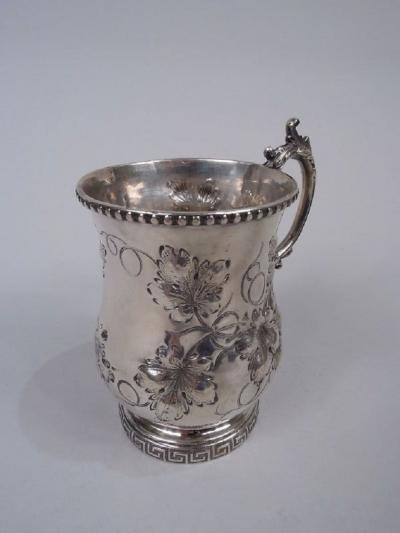 Antique Philadelphia Victorian Classical Coin Silver Baby Cup