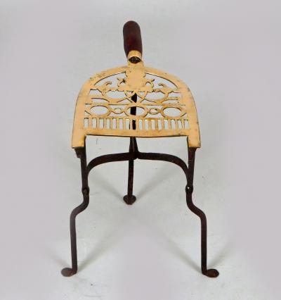 Antique Pierced Brass and Iron Trivet