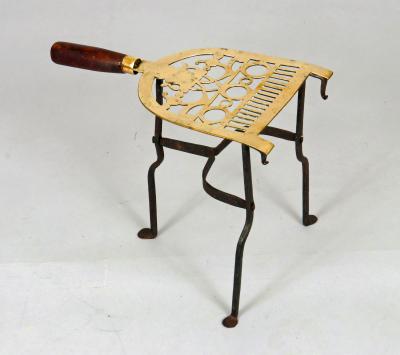 Antique Pierced Brass and Iron Trivet