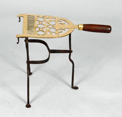 Antique Pierced Brass and Iron Trivet