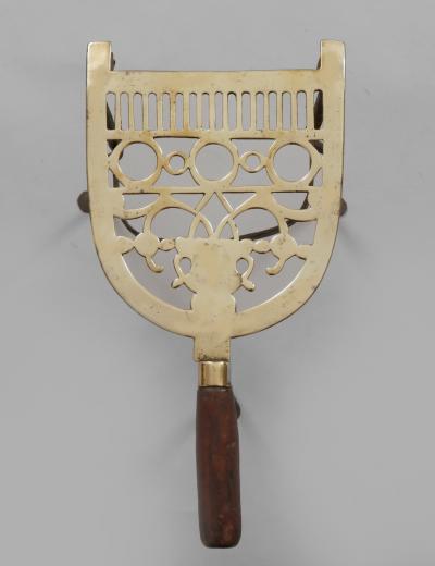 Antique Pierced Brass and Iron Trivet