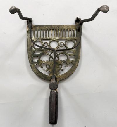 Antique Pierced Brass and Iron Trivet