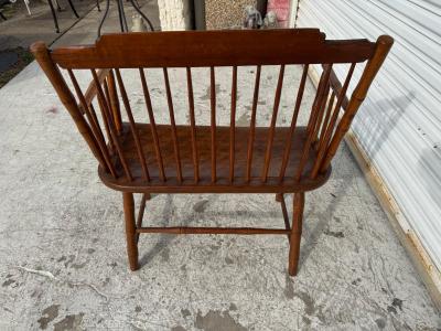Antique Pine Spindle Back Windsor Style Bench with Arms