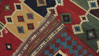 Antique Qashqai Caucasian Kilim Rug 410 x 9