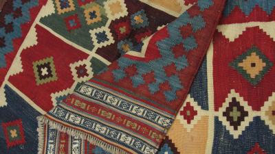 Antique Qashqai Caucasian Kilim Rug 410 x 9