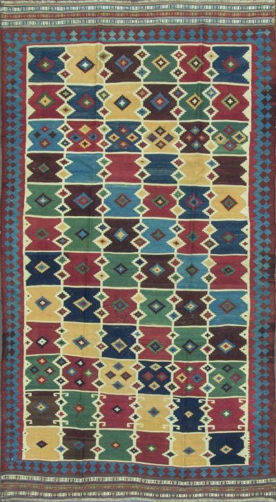 Antique Qashqai Caucasian Kilim Rug 410 x 9