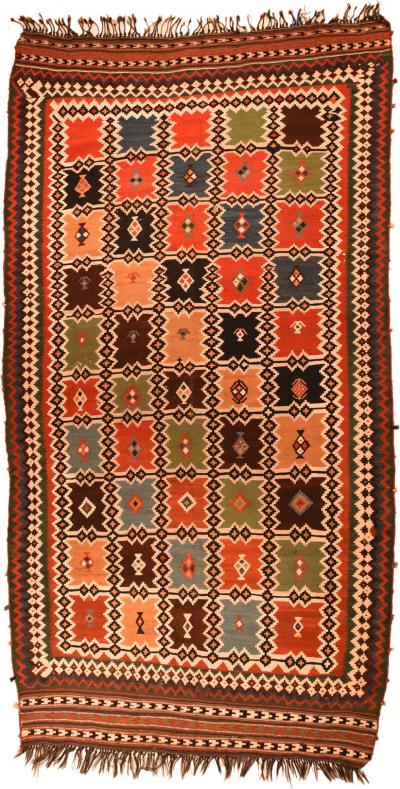Antique Qashqai Kilim Rug 5 7 x 10 9 