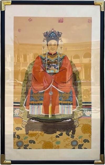 Antique Qing Dynasty Chinese Ancestor Life Size Female Portrait Painting