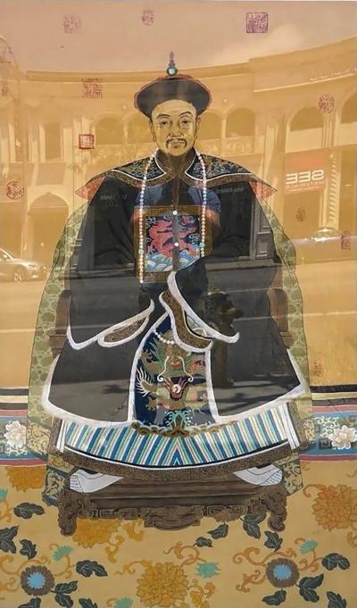 Antique Qing Dynasty Chinese Ancestor Life Size Male Portrait Painting