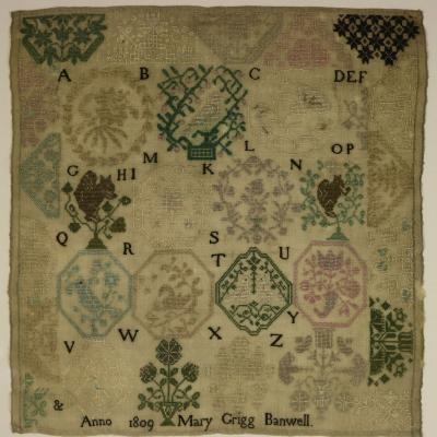 Antique Quaker Sampler 1809 Mary Grigg Banwell