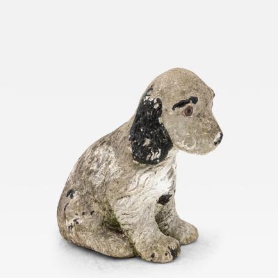 Antique Reconsitituted Stone Puppy or Dog Garden Ornament Mid 20th C 