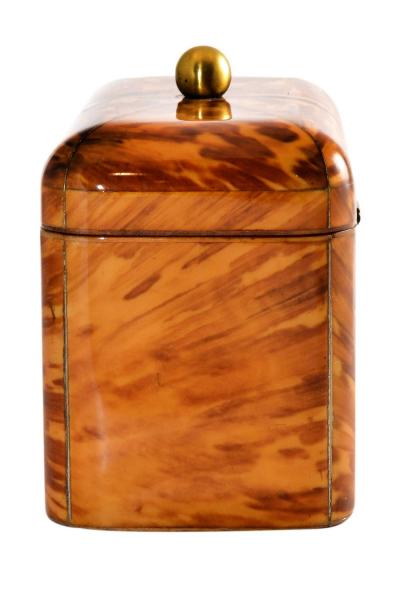Antique Regency Blond Tortoiseshell Tea Caddy England 1840 s