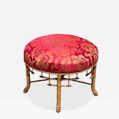 Antique Regency Faux Bamboo Giltwood Footstool Ottoman