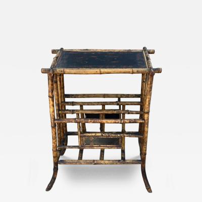 Antique Regency Style Chinoiserie Bamboo Side Table Magazine Rack