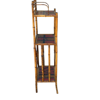 Antique Regency Style Chinoiserie Decorated Bamboo Etagere