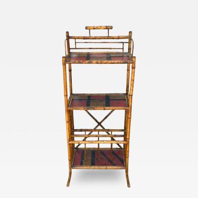 Antique Regency Style Chinoiserie Decorated Bamboo Etagere
