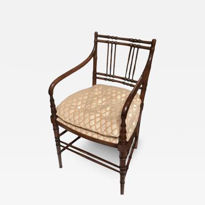 Antique Regency Style Faux Bamboo Arm Chair