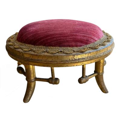 Antique Regency Style Faux Bamboo Petite Footstool