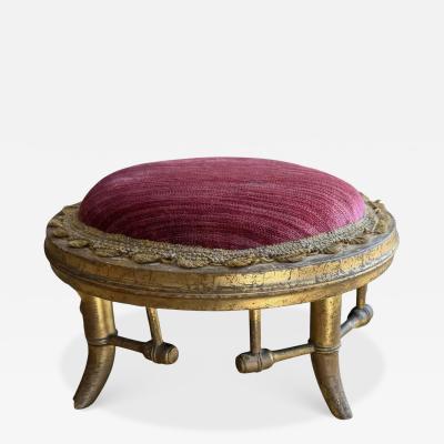 Antique Regency Style Faux Bamboo Petite Footstool