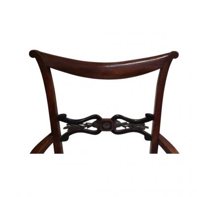Antique Regency Style Mahogany Ebony Arm Chairs