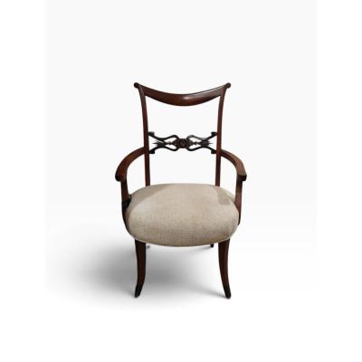Antique Regency Style Mahogany Ebony Arm Chairs