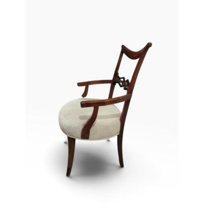 Antique Regency Style Mahogany Ebony Arm Chairs