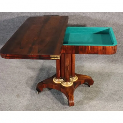 Antique Regency Style Rosewood Giltwood Console Game Table
