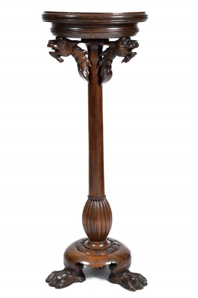 Antique Renaissance Revival Walnut Pedestal Stand France 19th Century