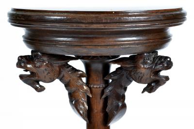 Antique Renaissance Revival Walnut Pedestal Stand France 19th Century