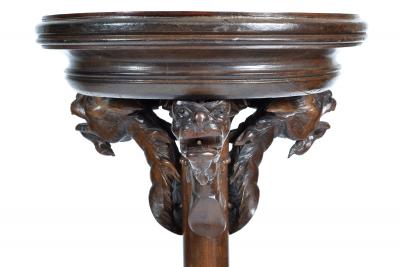 Antique Renaissance Revival Walnut Pedestal Stand France 19th Century