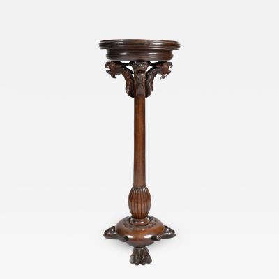 Antique Renaissance Revival Walnut Pedestal Stand France 19th Century