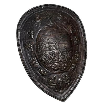 Antique Renaissance Style Relief Shield W Roman Soldiers