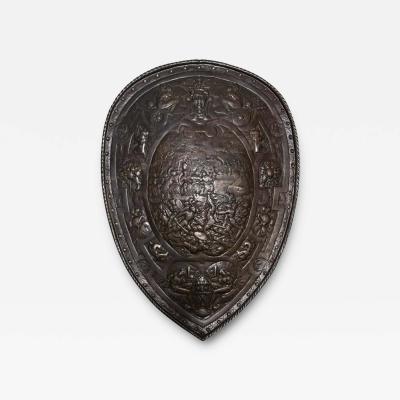 Antique Renaissance Style Relief Shield W Roman Soldiers