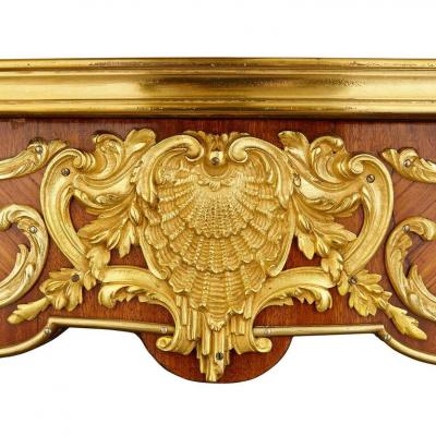 Antique Rococo style rosewood ormolu and marble centre table