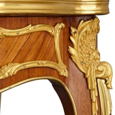 Antique Rococo style rosewood ormolu and marble centre table