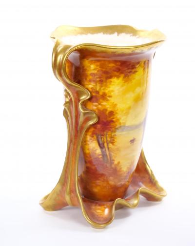 Antique Royal Bonn German Porcelain Hand Painted Gilt Figural Decorative Vases