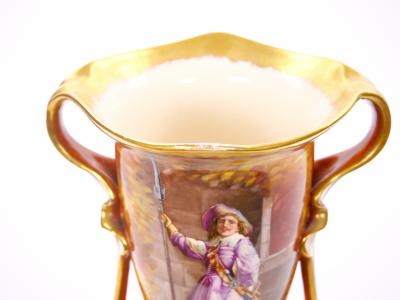 Antique Royal Bonn German Porcelain Hand Painted Gilt Figural Decorative Vases