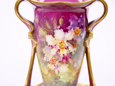 Antique Royal Bonn German Porcelain Hand Painted Gilt Floral Decorative Vases