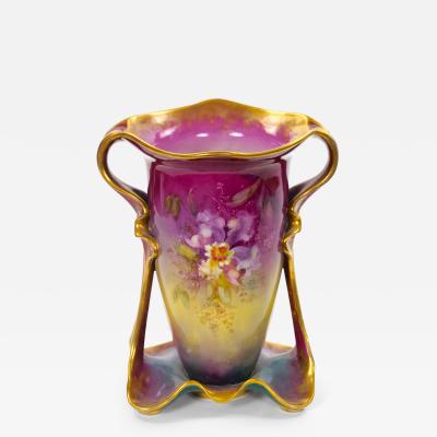 Antique Royal Bonn German Porcelain Hand Painted Gilt Floral Decorative Vases