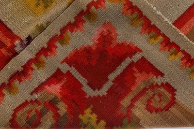 Antique Russian Bessarabian Floral Hand Knotted Wool Rug