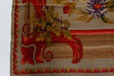 Antique Russian Bessarabian Floral Hand Knotted Wool Rug