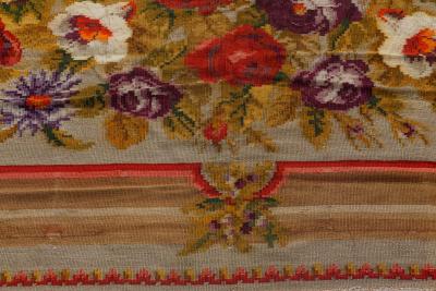 Antique Russian Bessarabian Floral Hand Knotted Wool Rug